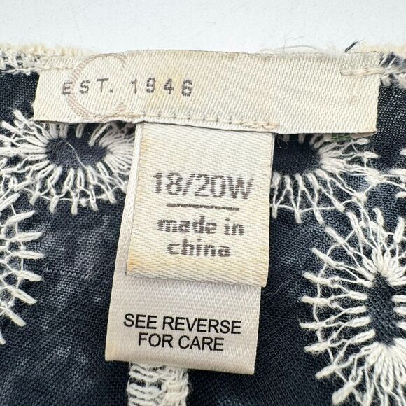 EST 1946 Women's 18/20 Blue Crochet‎ Open Knit Pullover Tunic Embroidered Floral - Picture 5 of 10